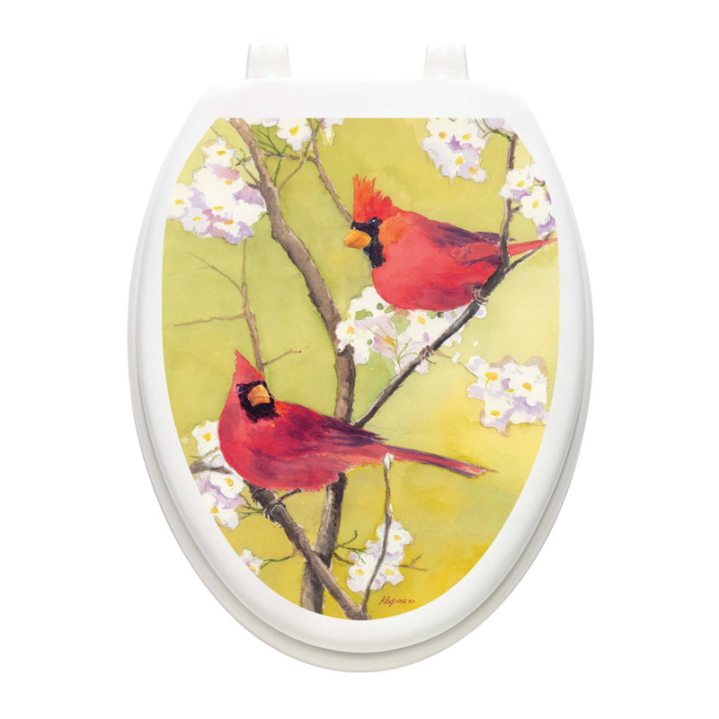 Adhésif décoratif pour siège de toilette Cardinal Birds - couvercles de toilette en vinyle, Allongé