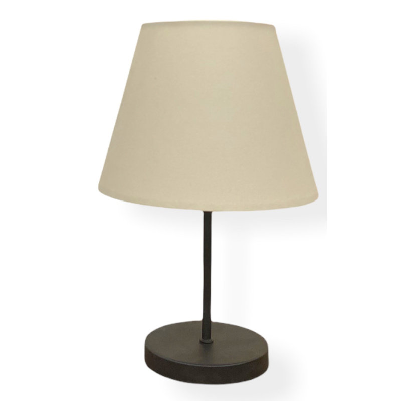 Stylish Table Lamp with Metal Foot, Beige & Black, 14.6 x 8.7 inches | Polypropylene Cap (Cap Height: 6.7 in, Diameter: 8.7 in Top, 8.7 in Bottom) | Max 60W E27 Socket, 59.1 in Cable, On/Off Switch | Modern Home Décor