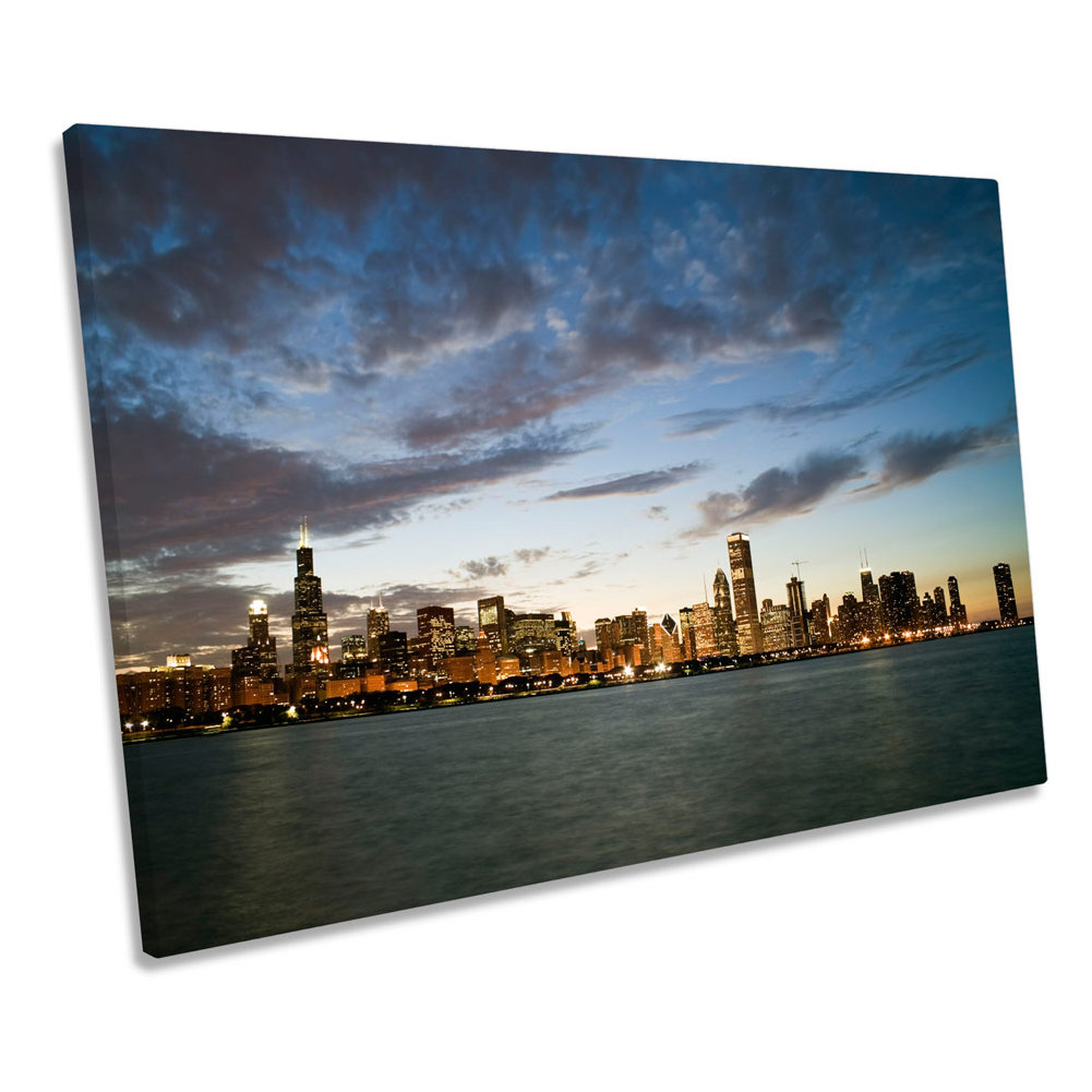 Chicago Skyline Illinois City - Wrapped Canvas Print