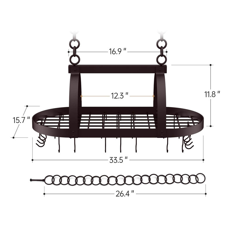 Metal Oval Hanging Pot Rack
