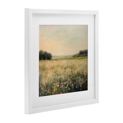 «Warm Wildflower Landscape», reproduction encadrée sous verre, par Petal Prints Design