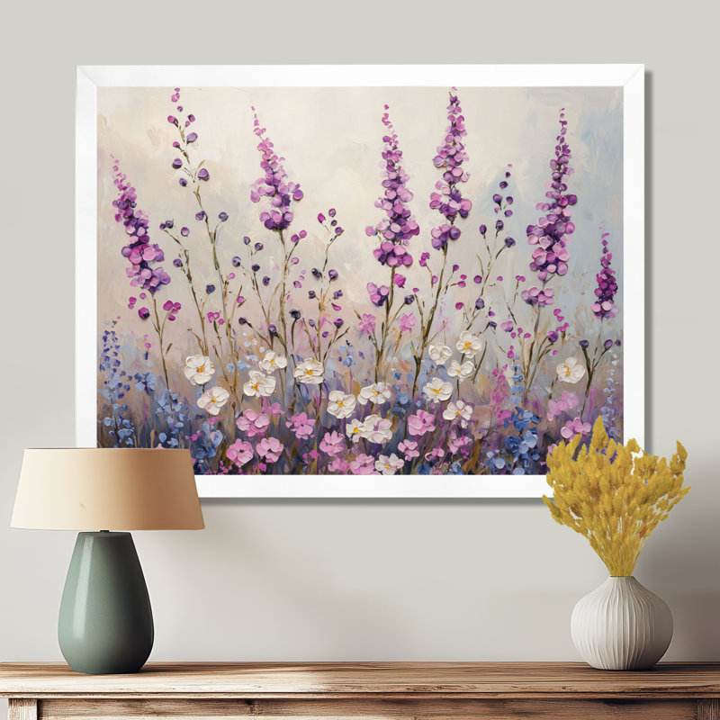 Décoration murale Indea Wildflower Morning Dew In Lavender Field III - Fleurs sauvages, H 30 po x l 40 po, Blanc