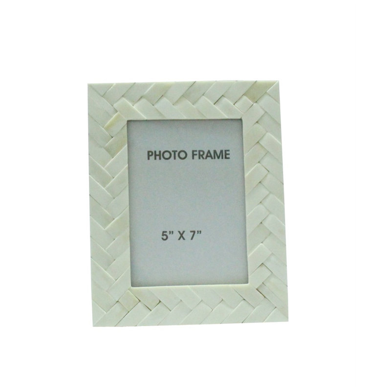 Zephyr Bone Embossed Picture Frame, White, 5" x 7"