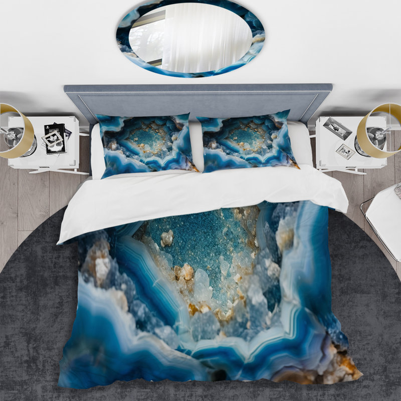 Ensemble de housse de couette en microfibre / polyester Geode Gems I, Housse de couette simple + 1 taie décorative stan