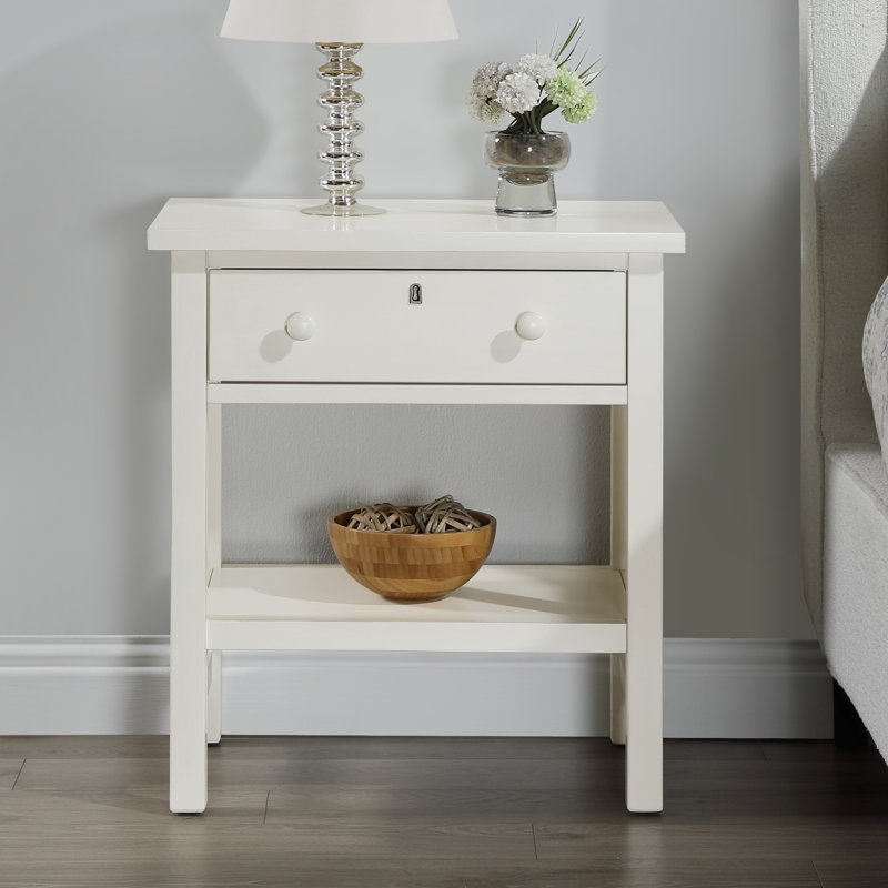 Table de chevet avec rangement 1 tiroir Adaisia, Blanc antique