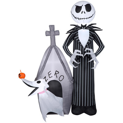  Airblown 5 ft. LED Prelit Jack Skellington Jack and Zero Inflatable