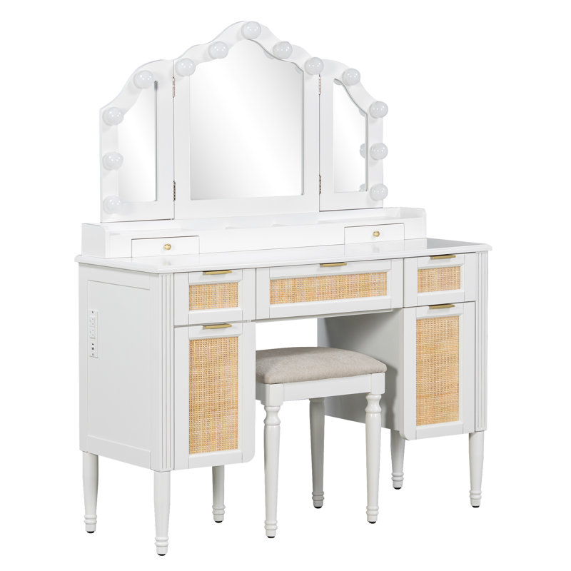 Bureau de maquillage avec 13 ampoules Hollywood et 3 modes d'éclairage
