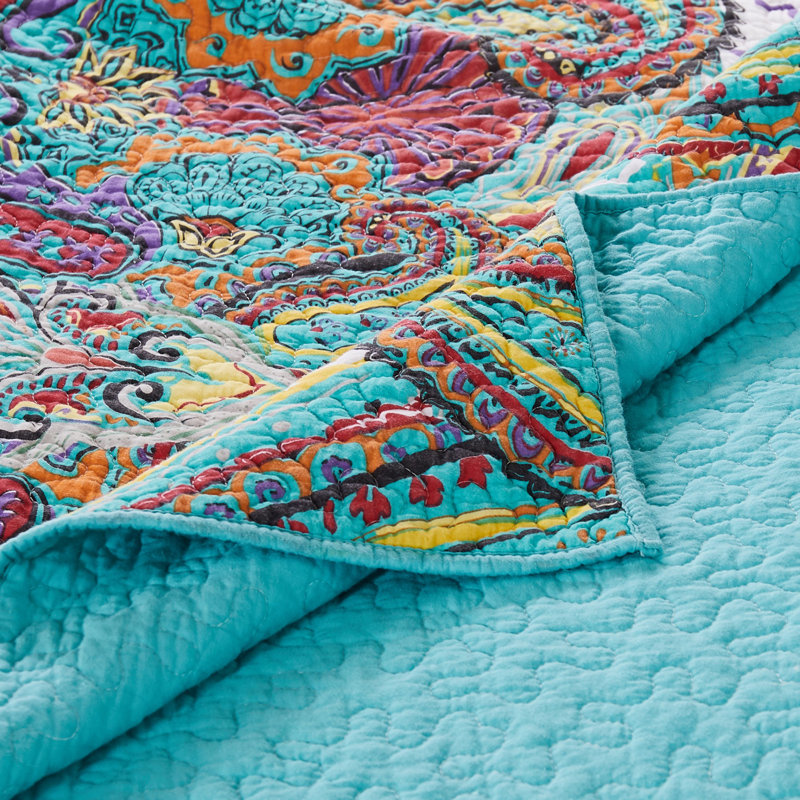 Greenland Home Fashions Nirvana Teal 2-Piece Twin Size Quilt Set 68x88 + 20x26, Twin/Twin XL Quilt + 1 Sham