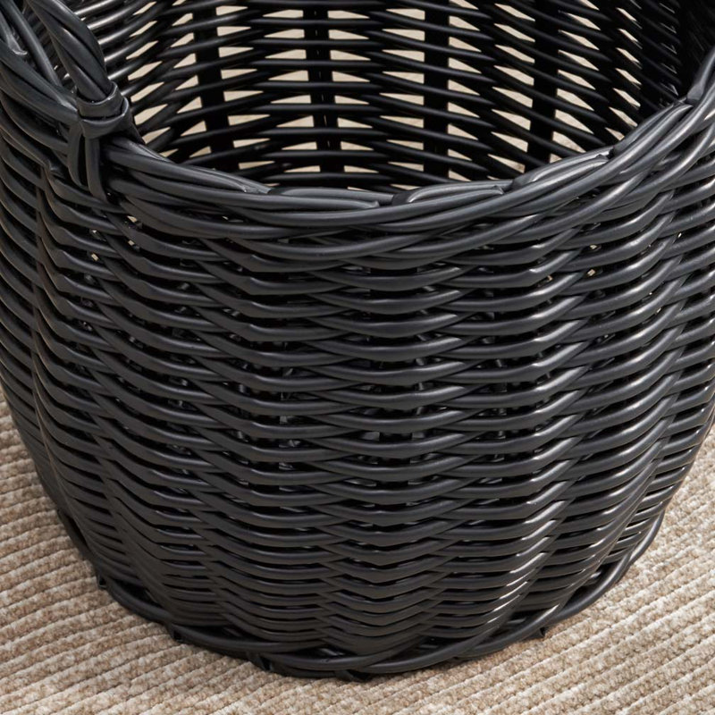 Round Resin Woven Wicker Basket with Handles