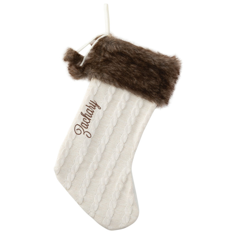 Fur Cuff Cable Knit Stocking, Yes