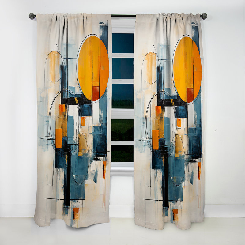 Cambridge - Rideau occultant Mid-Century abstrait - 1 panneau, L 52 po x L 63 po