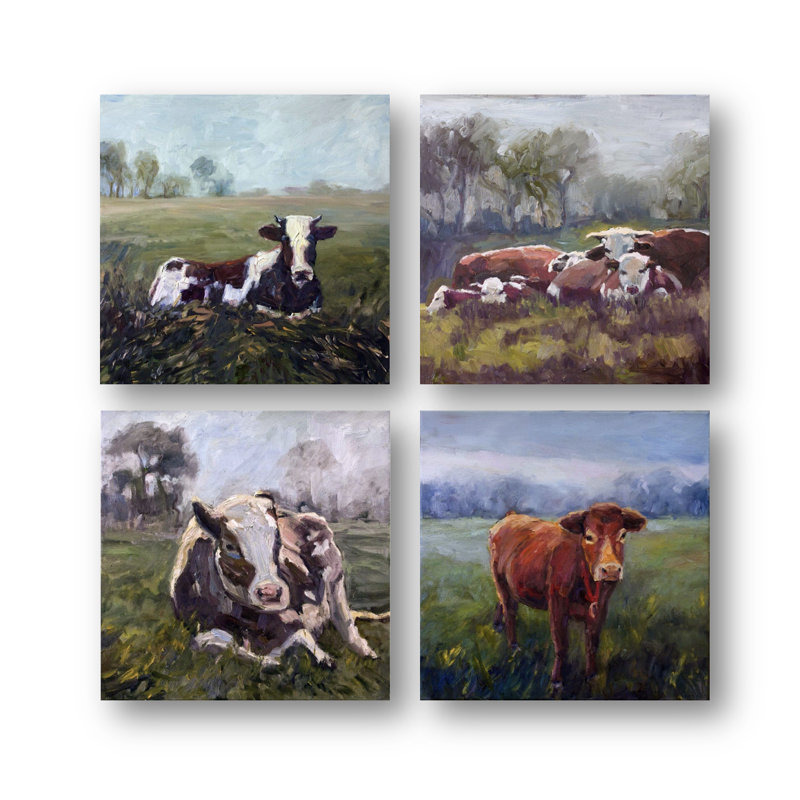 Cow Print by John Beard, Black Floater Framed, 24" H x 24" W x 3" D
