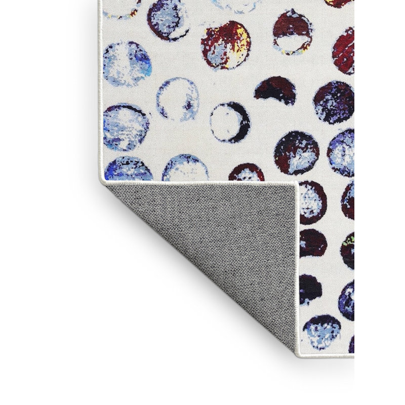 Tapis blanc / bleu / brun tissé à la machine Corralitos, Rectangle 3 pi x 5 pi