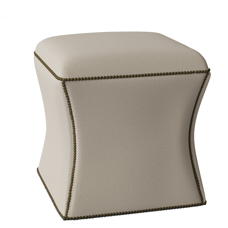 Roscoe 20" Cocktail Ottoman, Brass, Light Grey Leather 202-010