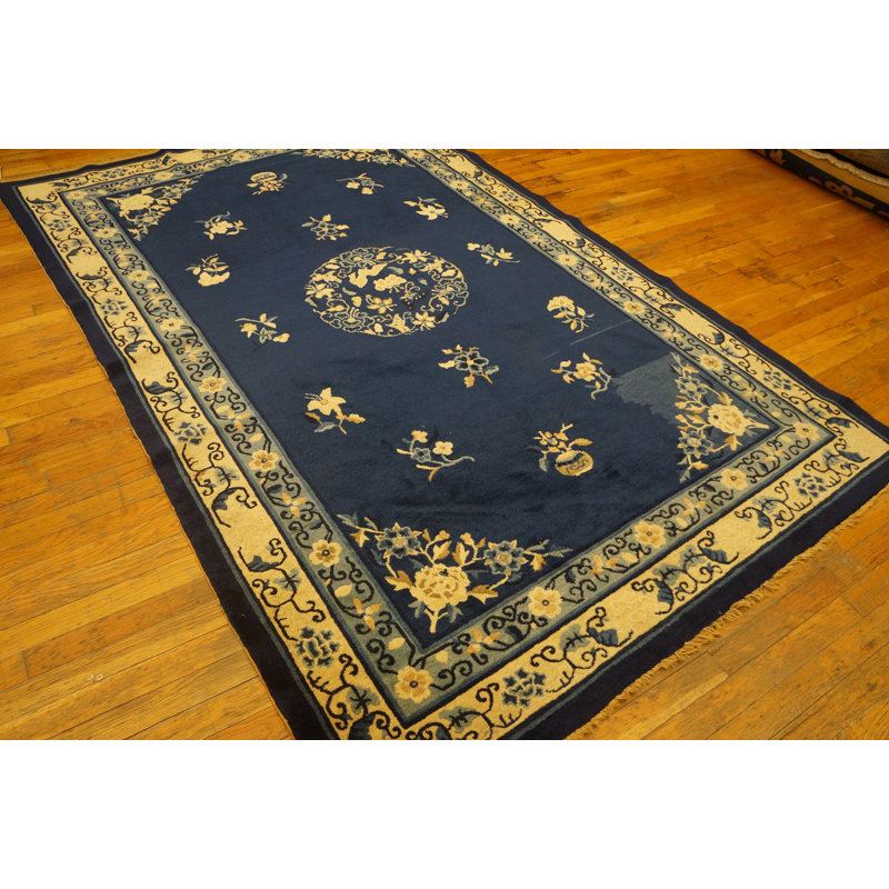 Blue Late 19th century Antique Chinese Small Scatter Size Peking Rug