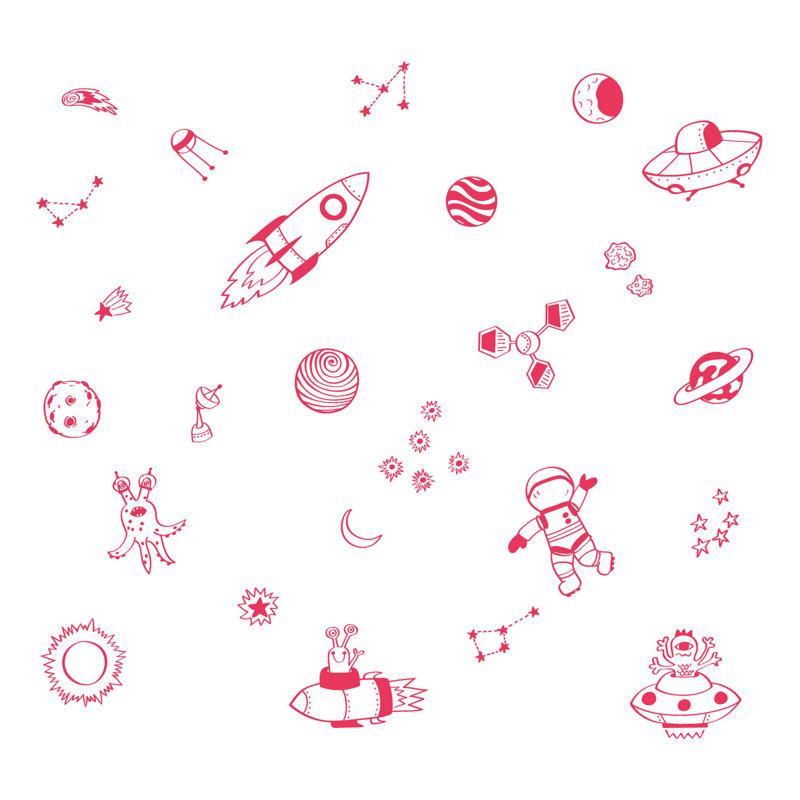 Space Doodles Wall Stickers, Pink
