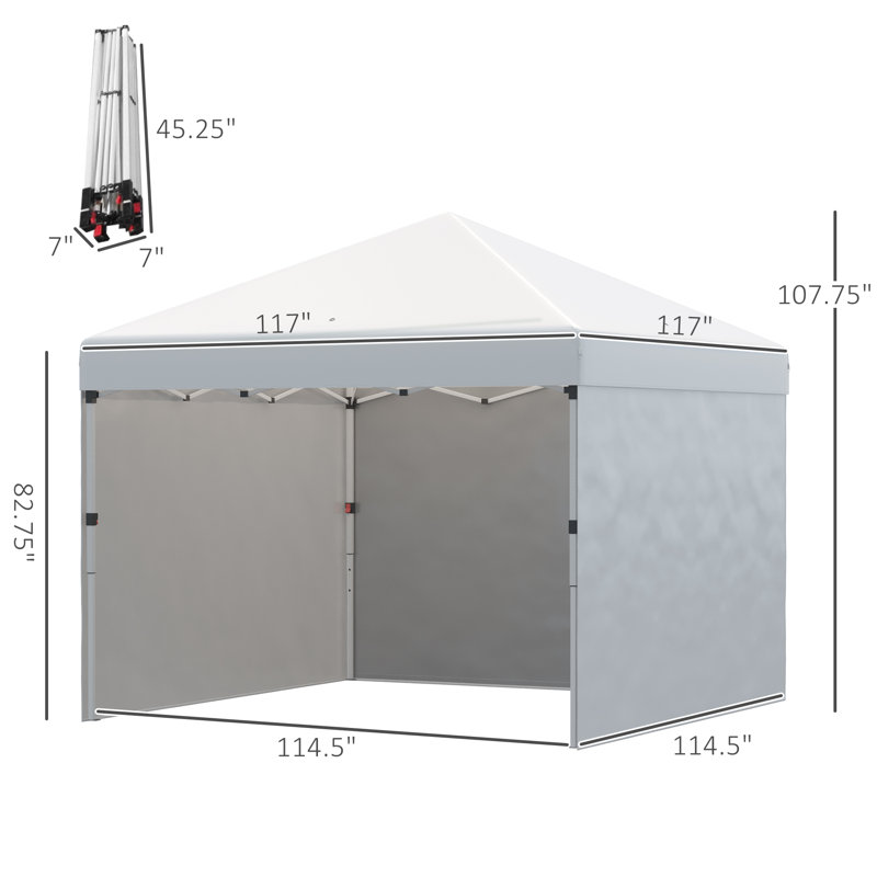 Cream 10ft Adjustable Pop-Up Canopy with Sidewalls