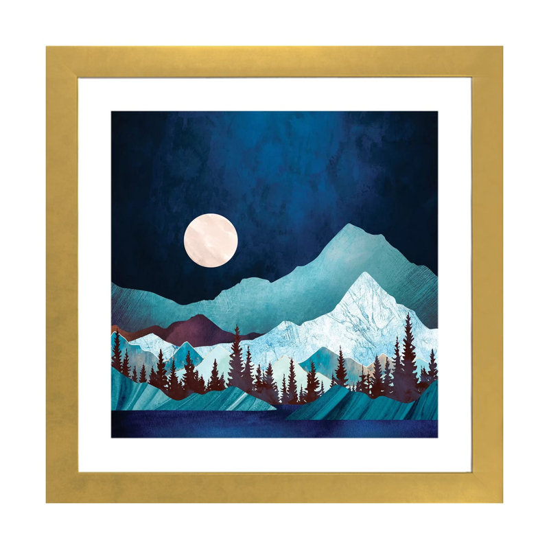 Moon Bay - imprimé, Encadré en papier doré, H 16 po x l 16 po x p 1 po