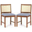 Ensemble de 2 chaises en rotin avec structure en bois d'hévéa et assise rembourrée en tissu de lin