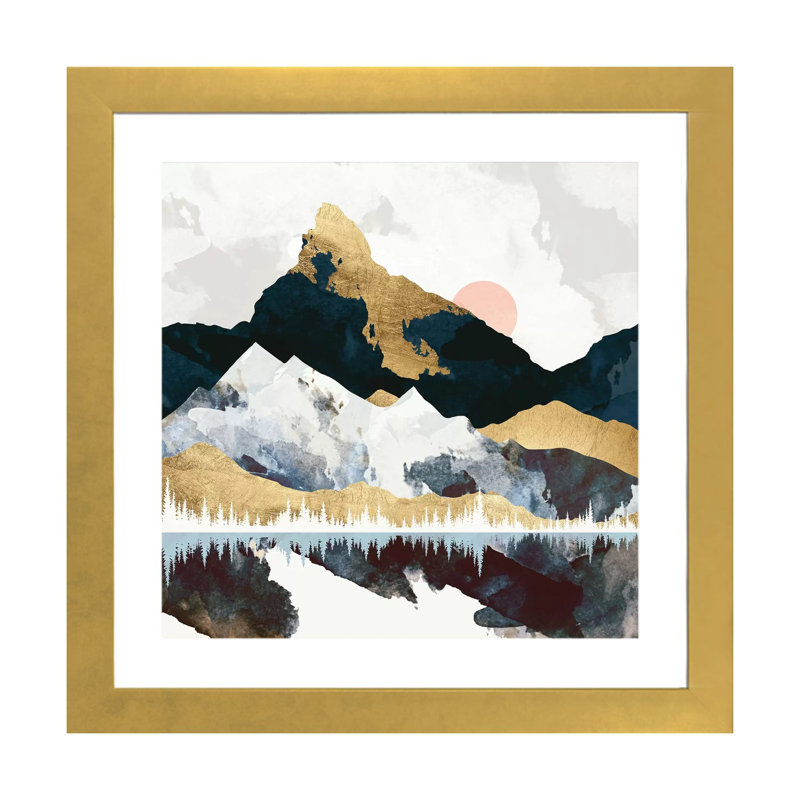 Hiver - impression, Encadré en papier doré, H 24 po x l 24 po x p 1 po