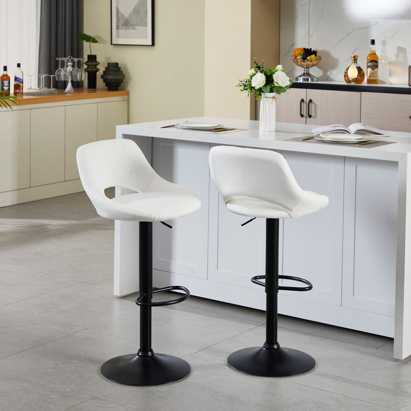 Terrianna Swivel Upholstered Adjustable Height Counter Stool with Metal Frame, Black, Turquoise