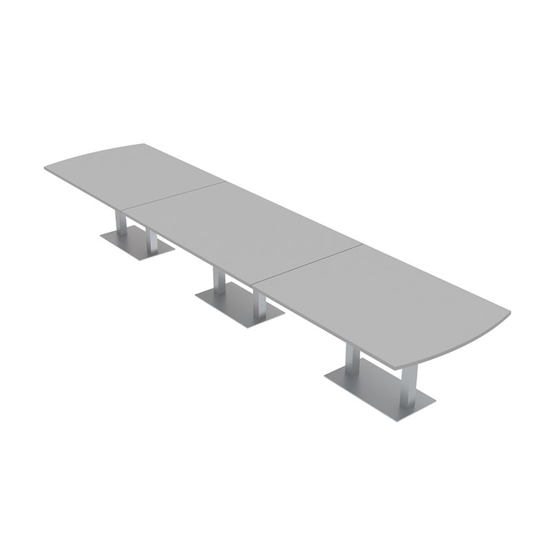 Table de conférence Pavert Arc, Argent argent, H 30 po x l 192 po x P 48 po, Brouillard gris