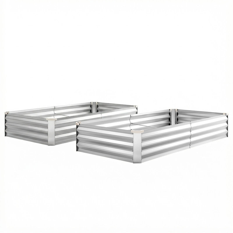 Galvanized Raised Garden Beds, 6 x 3 x 1 ft, Rectangular Metal Planter Boxes Kit Outdoor, Bottomless Elevated Planting Box with Gloves, Alu-Zinc, for Growing Flowers Vegetables, Silver