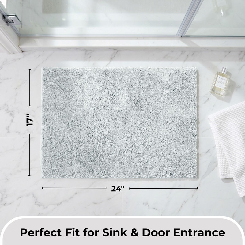 Better Trends Haven Collection 100% Polyester 2100 GSM Bath Rug, Non-Slip TPR Backing, 17" x 24" Soft, Absorbent & Quick Dry Rug for Bathroom, Shower, Tub, Vanity & Sink Area, Blue