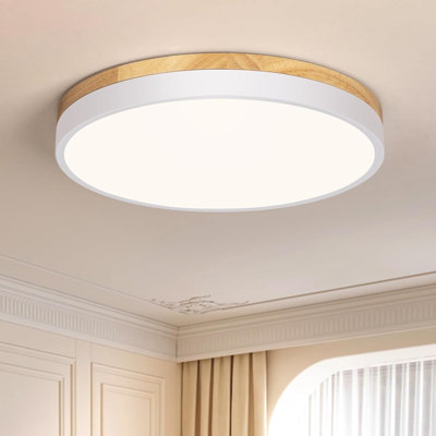 Luminaire de plafond moderne en bois, plafonnier encastré rond à DEL, plafonnier minimaliste pour cuisine, chambre à coucher, salle de lavage, vestibule, entrée, couloir et 11,81 po
