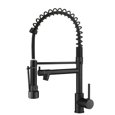 Black Kitchen Faucet With Pull Down , Single Handle Design, Brass Body, Fingerprint, Adjustable Water Stream, Quick Installation Steps Sink Spray, Lever, Alloy, Water- Finish, Multiple Modes, User-