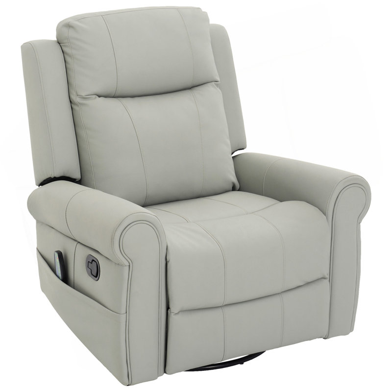 Becklin PU Leather Swivel Rocker Recliner with Massage & Heating, Gray