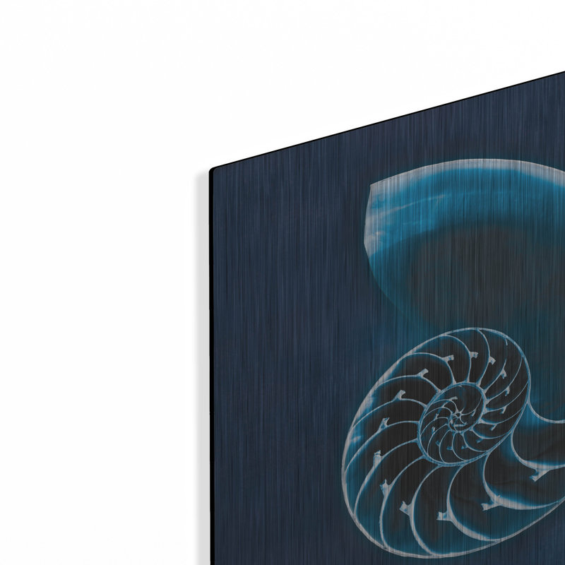 Art mural en métal luxueux «Cyanorphe mer 2» par Sue Schlabach, H 12 po x l 12 po