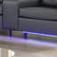 Causeuse en tissu PVC noir l 55,5 po Gemma avec lumières DEL, chargeur USB, coussins capitonnés