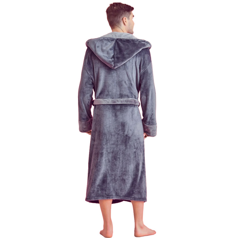 Peignoir mi-mollet avec poches et capuche Yaya, TTG, gris