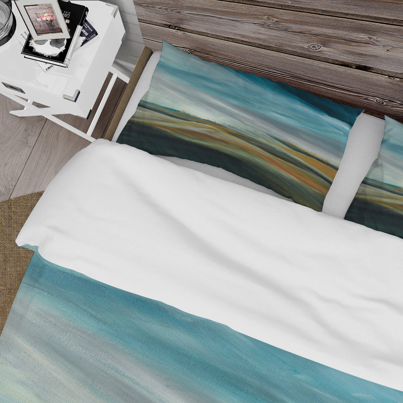 Watercolor Desert Storm - bleu abstrait - Ensemble de housse de couette Cottage - Polyester en microfibre