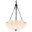 Lustre vintage à 3 lumières, à intensité variable, en verre blanc laiteux festonné, avec bol festonné.-645496012