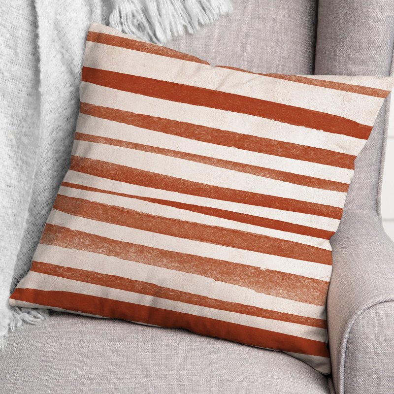 Striped Outdoor Reversible Throw Pillow, Orange/Red