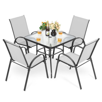 Patio Dining Set Umbrella Hole Included Table,