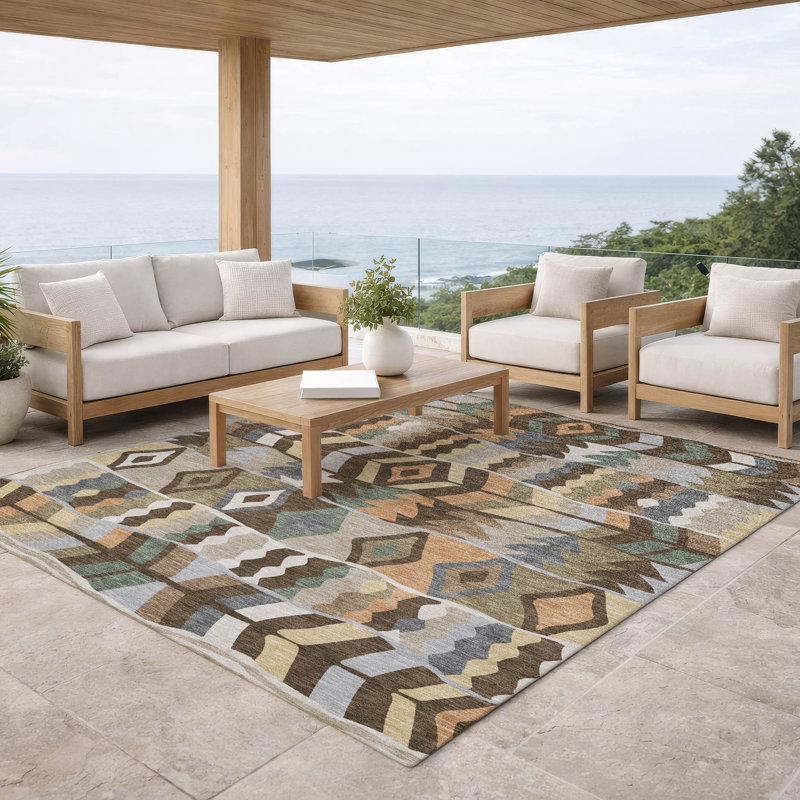 Machine Washable Indoor/Outdoor Chantille ACN2844 Lodge Rug, 8' x 10', Chocolate