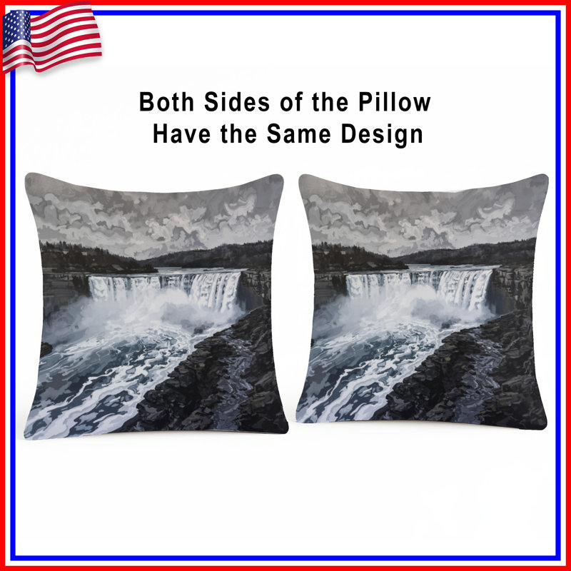 Coussins Majestic Waterfall Landscape, 18 x 18 pouces