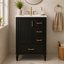 Meuble-lavabo moderne de 61 cm (24 pouces) avec lavabo en céramique, porte à fermeture douce, 3 tiroirs et poignées dorées-537682854-537682872-537682876