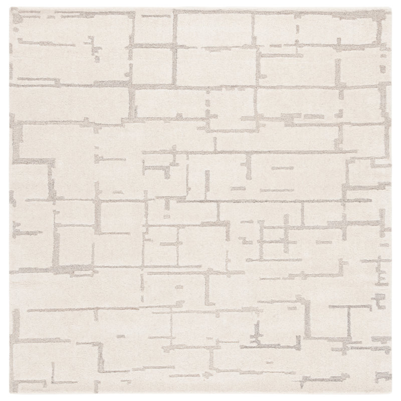 Tapis abstrait en laine / coton touffeté à la main Dizdar, Carré 6 pi