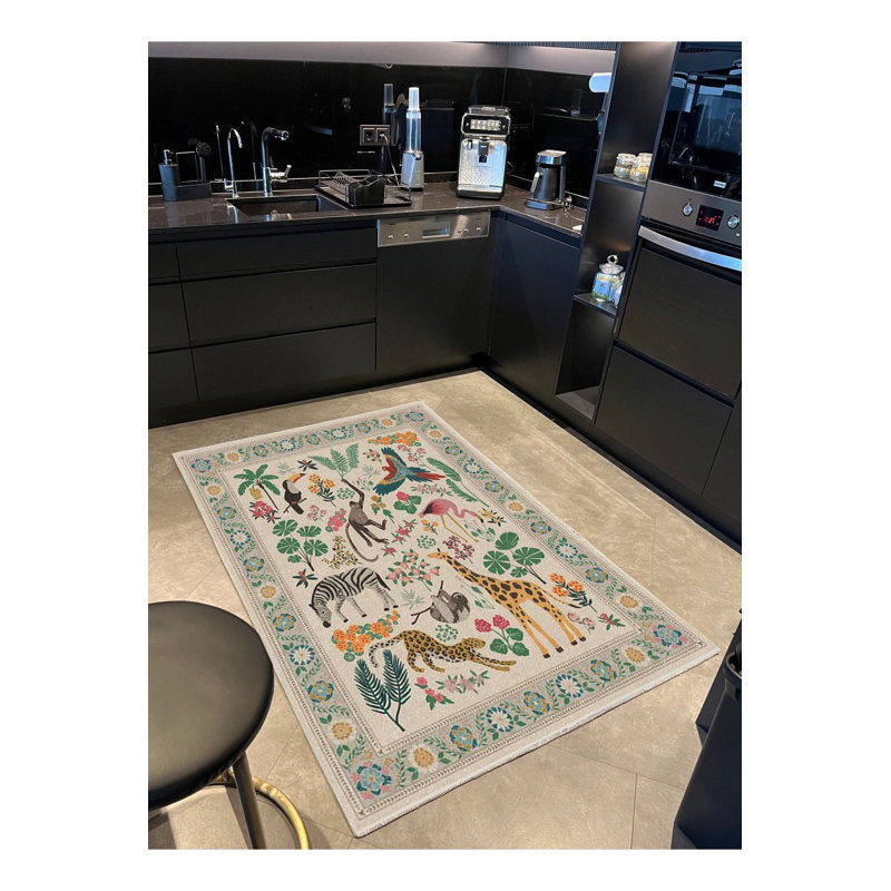 Tapis lavable à la machine Botanical and Cute Animals, Tapis de couloir 3 pi 3 po x 9 pi 10 po