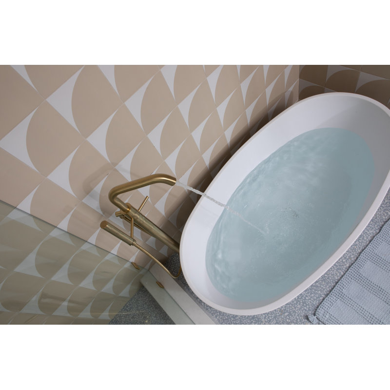 Metro Alamo 66" x 34" Soaking Bath Freestanding Air Solid Surface Bathtub, Glossy White