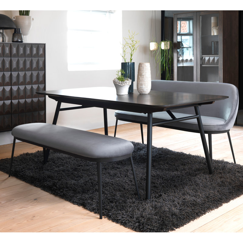 Ayushi Velvet Upholstered Bench, Steel Grey