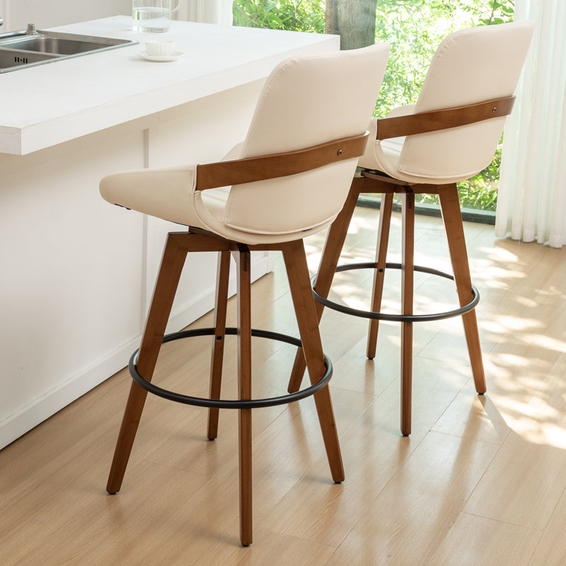 Upholstered Counter Stool, Beige, 4, Counter Stool (66.8cmSeat Height)
