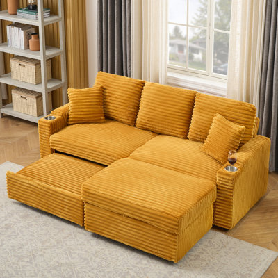 Corduroy With Foot Storage Function Sofa Bed