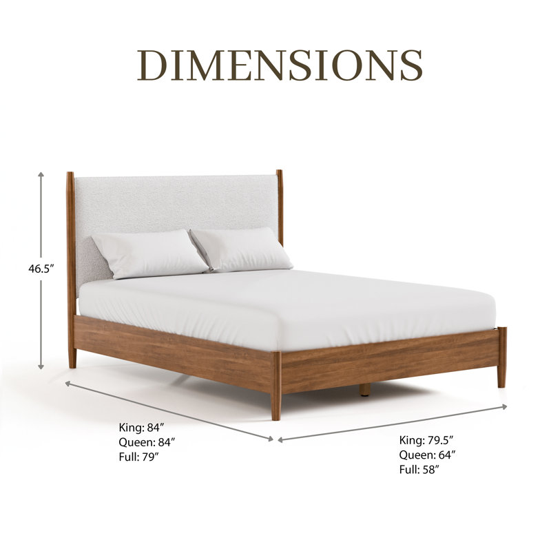 Nevio 5-Piece Upholstered Platform Bedroom Set, Queen, 5 Pcs: Bed, 2 Nightstands, Dresser, Mirror
