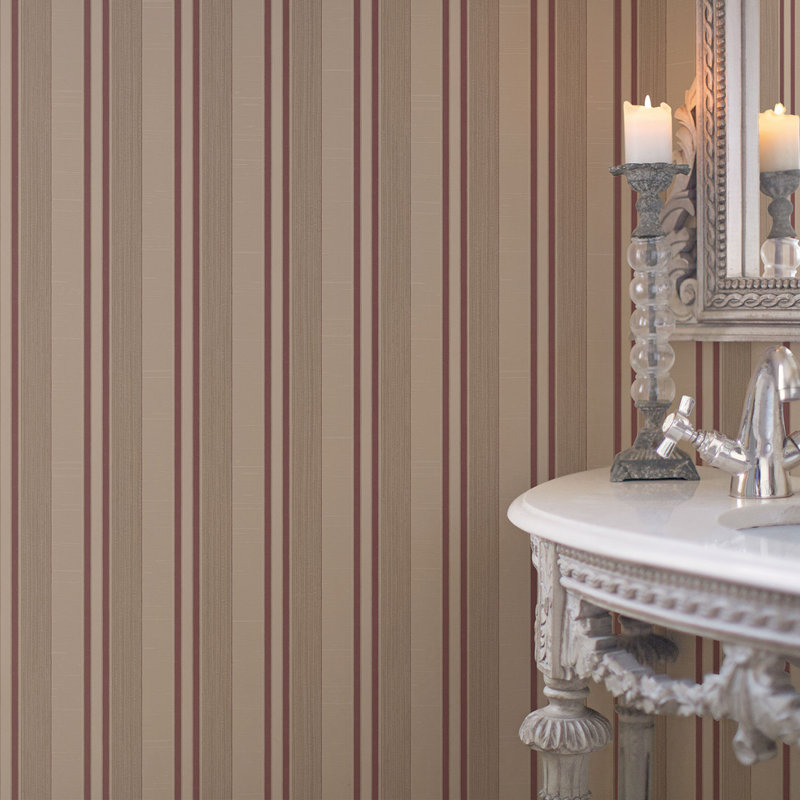 Palazzo 2 Silk Stripe Wallpaper Roll, Burgundy