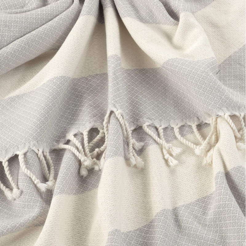 2-Pack Turkish Beach Towels, 100% Cotton Sand-Free Peshtemal Blanket, Grey
